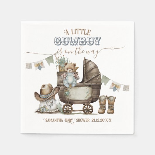 Rustic Boho Country Wild West Boy Shower Servet (Voorkant)