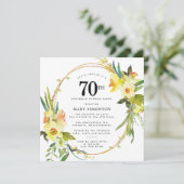 Rustic Boho Daffodil 70ste verjaardag Dinner Party Kaart (Staand voorkant)