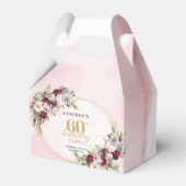 Rustic Boho Deep Red Floral 60 Birthday Favor Box Bedankdoosjes (Voorkant Zijde)