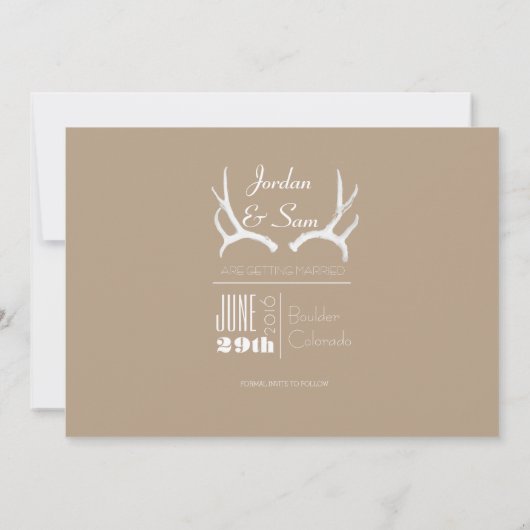 Rustic & Boho | Deer Antler | De datum-foto opslaa Kaart (Achterkant)