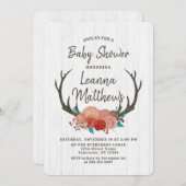 Rustic Boho Deer Antlers Baby shower Uitnodiging (Voorkant / Achterkant)