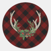 Rustic Boho Deer Antlers | kersttouw Ronde Sticker (Voorkant)