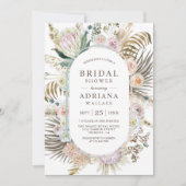 Rustic Boho Dried Palm Pampas Floral Vrijgezellenf Kaart (Voorkant)