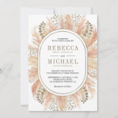 Rustic Boho Dried Pampas Grass Oval Lijst Wedding Kaart (Voorkant)