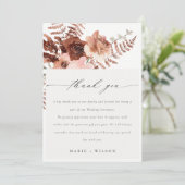 Rustic Boho Dried Rust Blush Fern Orchid Wedding Bedankkaart (Staand voorkant)