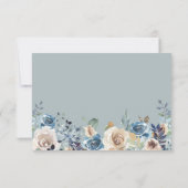 Rustic Boho Dusty Blue Floral Wedding RSVP Kaartje (Achterkant)