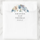 Rustic Boho Dusty Blue Green Floral Wedding Ronde Sticker (Tas)