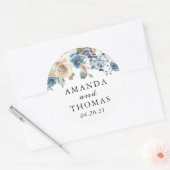Rustic Boho Dusty Blue Green Floral Wedding Ronde Sticker (Envelop)
