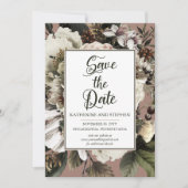 Rustic Boho Dusty Pink Floral Bouquet Save The Date (Voorkant)