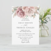 Rustic Boho Dusty Roos Blush Floral Pampas Wedding Kaart (Staand voorkant)