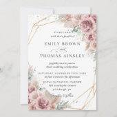 Rustic Boho Dusty Roos Blush Floral Pampas Wedding Kaart (Voorkant)
