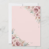 Rustic Boho Dusty Roos Blush Floral Pampas Wedding Kaart (Achterkant)
