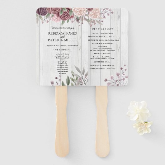 Rustic Boho Dusty Roos Pink Flowers Wedding Hand F Handwaaier (Voorkant en achterkant)