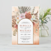 Rustic Boho Earthy Floral Arch Terracotta Wedding Kaart (Staand voorkant)