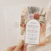 Rustic Boho Earthy Floral Arch Terracotta Wedding Kaart