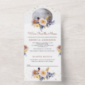 Rustic Boho Earthy Floral Moon Baby shower All In One Uitnodiging (Binnen)