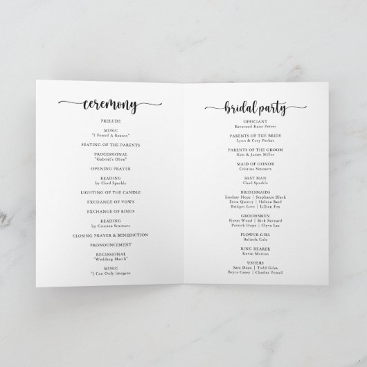 Rustic Boho Elegant Floral Folded Wedding Programm Programma (Binnen)