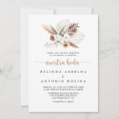 Rustic Boho Elegant Floral Nuestra Boda Wedding Kaart (Voorkant)