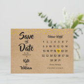 Rustic Boho Elegant Gold Heart Calendar Save The Date (Staand voorkant)