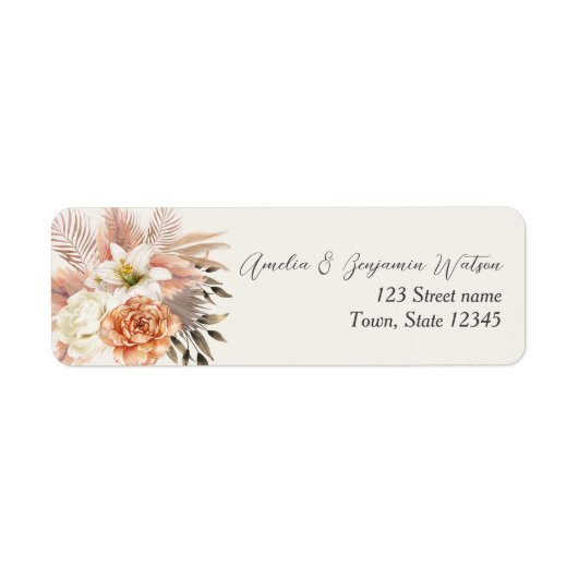 Rustic Boho Fall Wedding Address Label (Voorkant)