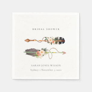 Rustic Boho Feather Floral Arrow Vrijgezellenfeest Servet