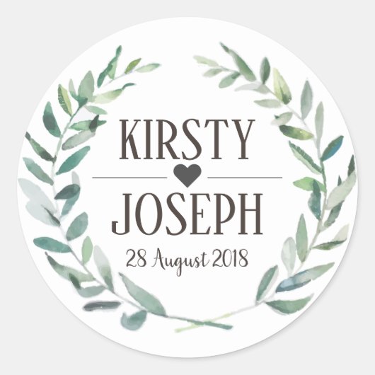 Rustic Boho Feather Floral Wreath Wedding Sticker (Voorkant)