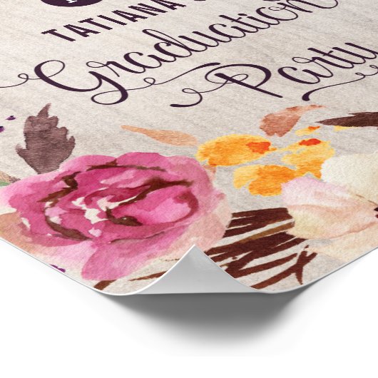 Rustic Boho Floral Afstuderen Poster Calligrafie (Hoek)