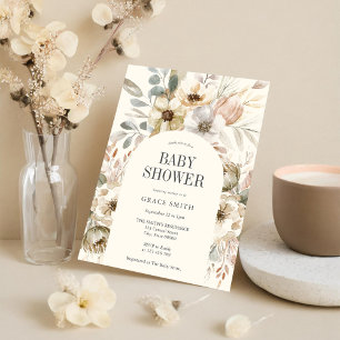 Rustic Boho Floral Baby shower Kaart