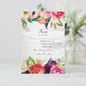 Rustic Boho Floral Bohemian QR Code RSVP Weddensch Kaartje (Staand voorkant)