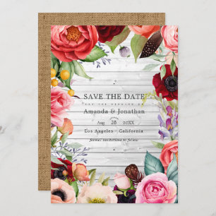 Rustic Boho Floral Bohemian Wedding Foto Save The Date