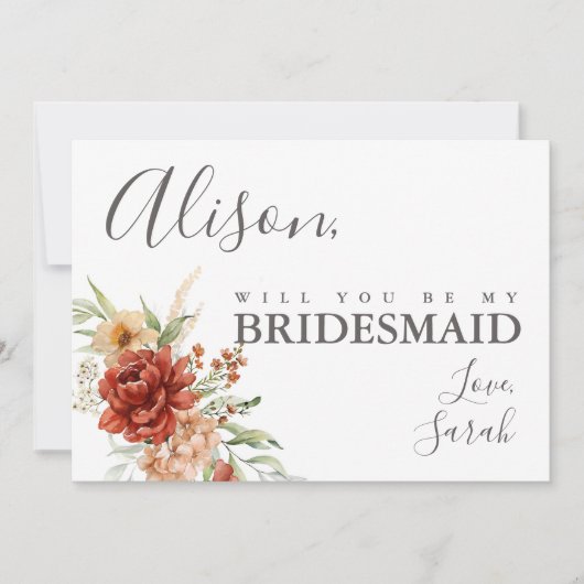 Rustic Boho Floral Bridesmaid proposal Kaart (Voorkant)