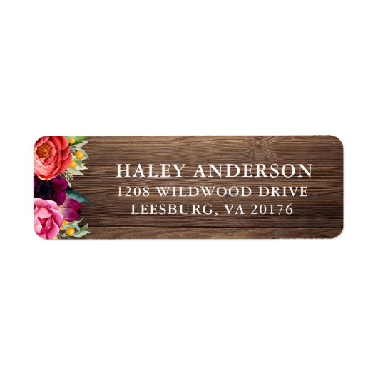 Rustic Boho Floral en Barn Wood Etiket (Voorkant)