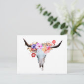 Rustic Boho Floral Longhorn Skull Briefkaart (Staand voorkant)