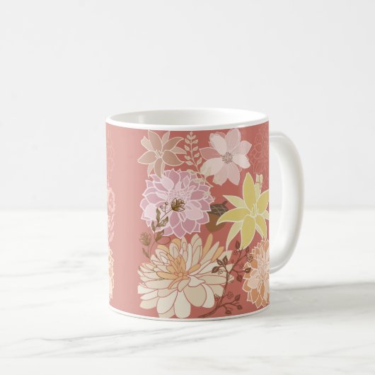 Rustic Boho Floral Pattern Koffiemok (Voorkant rechts)