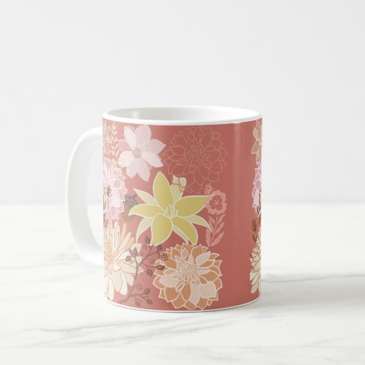 Rustic Boho Floral Pattern Koffiemok (Voorkant links)