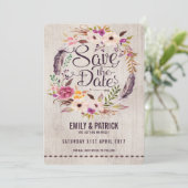 Rustic Boho Floral Save the Date Invitation (Staand voorkant)