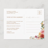 Rustic Boho Floral Tropical Pampas Grass Wedding Aankondigingskaart (Achterkant)