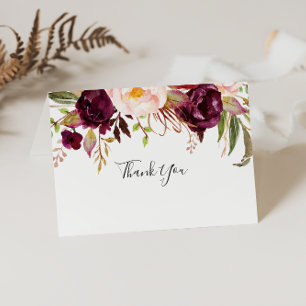 Rustic Boho Floral vouwde bruiloft Bedankkaart
