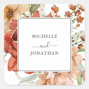 Rustic Boho Floral Wedding Envelope zegelt Sticker