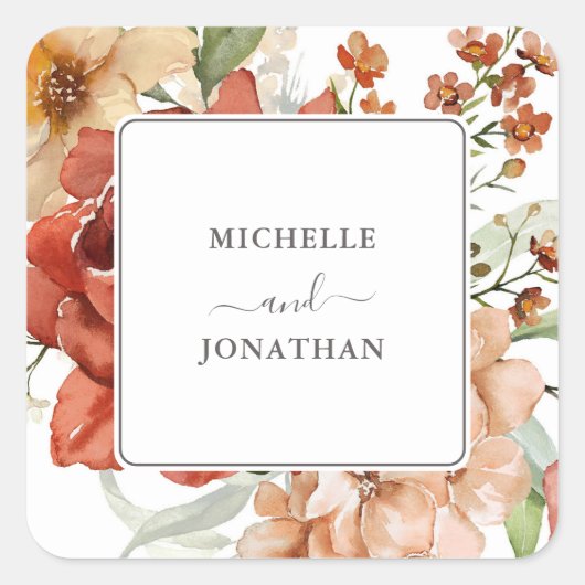 Rustic Boho Floral Wedding Envelope zegelt Sticker (Voorkant)