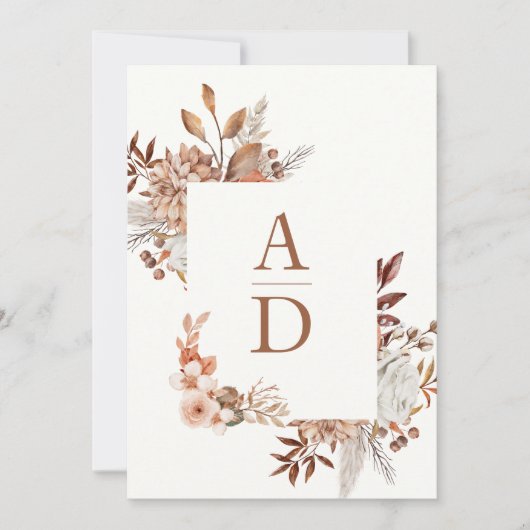 Rustic Boho Floral Wedding Kaart (Voorkant)