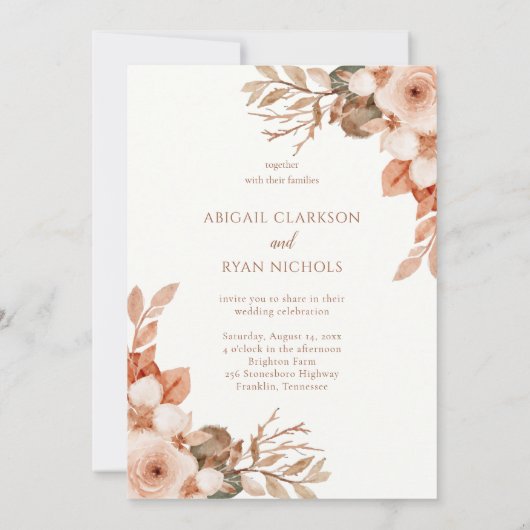 Rustic Boho Floral Wedding Kaart (Achterkant)