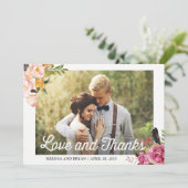 Rustic Boho Floral Wedding Photo Love and Bedankt (Staand voorkant)