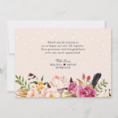 Rustic Boho Floral Wedding Photo Love and Bedankt (Achterkant)