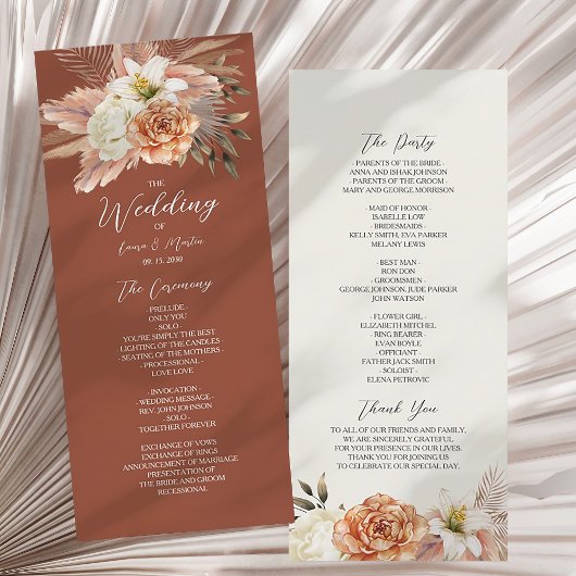 Rustic Boho Floral Wedding Programma