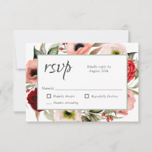 Rustic Boho Floral Wedding RSVP Kaartje