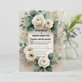 Rustic Boho Floral Wedding Uitnodiging (Staand voorkant)