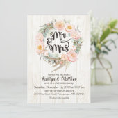 Rustic Boho Floral Wreath Wedding Invitation Kaart (Staand voorkant)