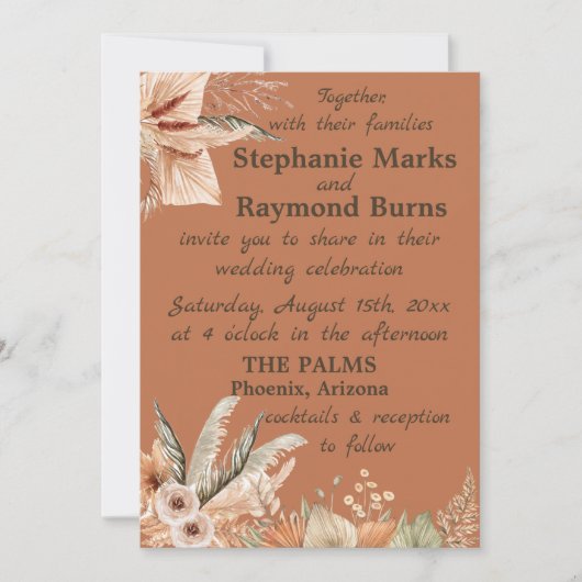 Rustic-Boho Florales & Plumes Invitations de maria (Devant)