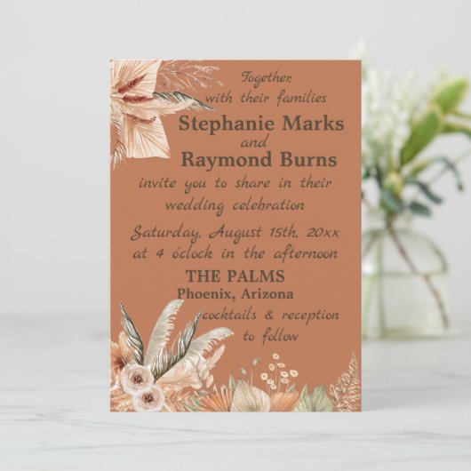 Rustic-Boho Florales & Plumes Invitations de maria (Debout devant)